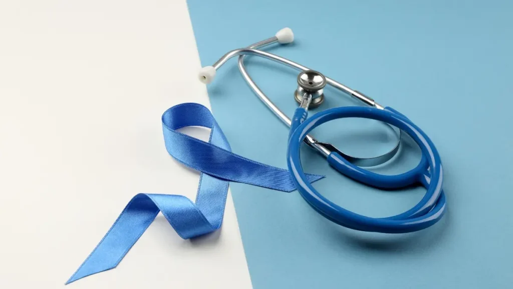 Prostate health awareness image featuring medical screening, balanced nutrition, and wellness support concepts
